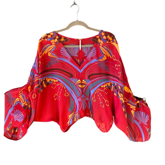 Free People Red and Blue Blouse - Picture 3 of 9